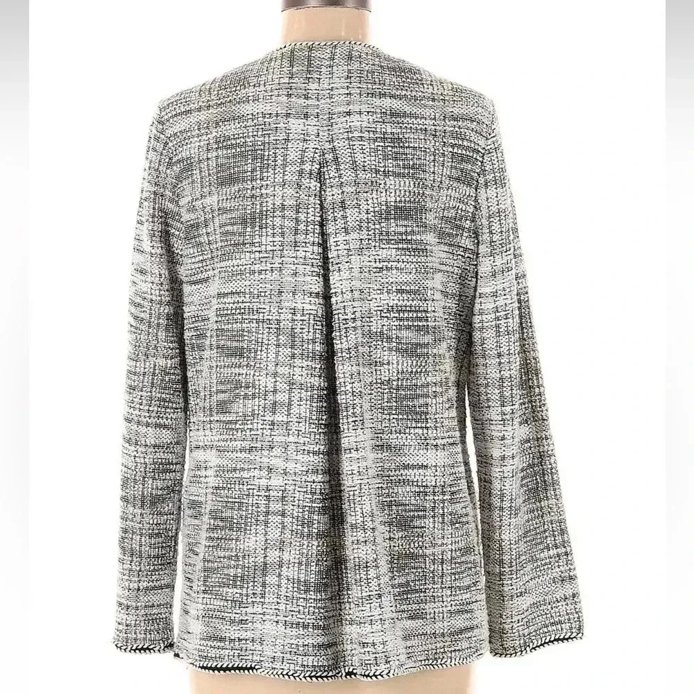 MAX STUDIO Blazer Jacket Textured Cream & Black Knit Tweed Women’s Size Medium M - Image 3
