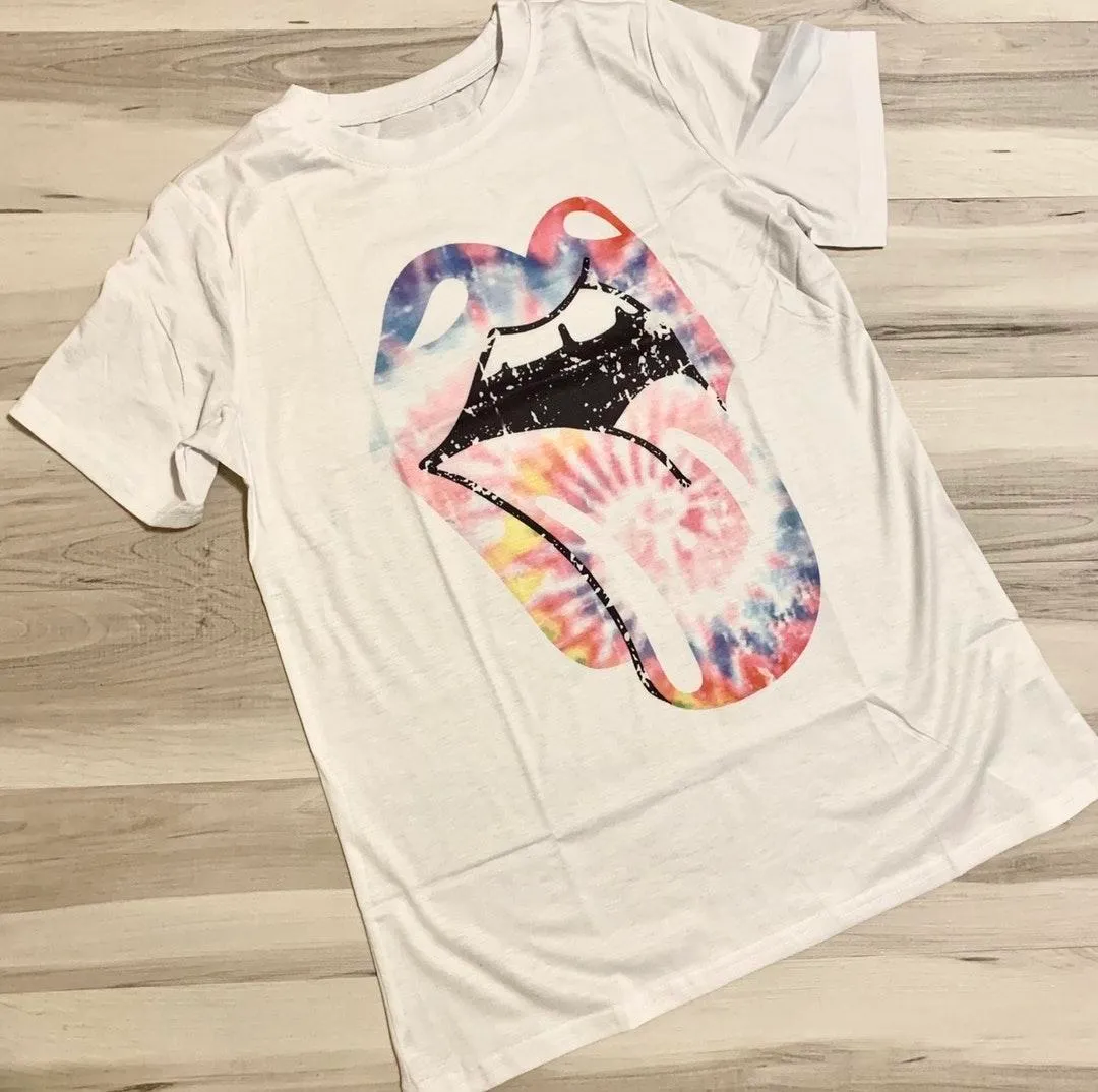 Tie dye Rolling Stones tongue tee - Image 4