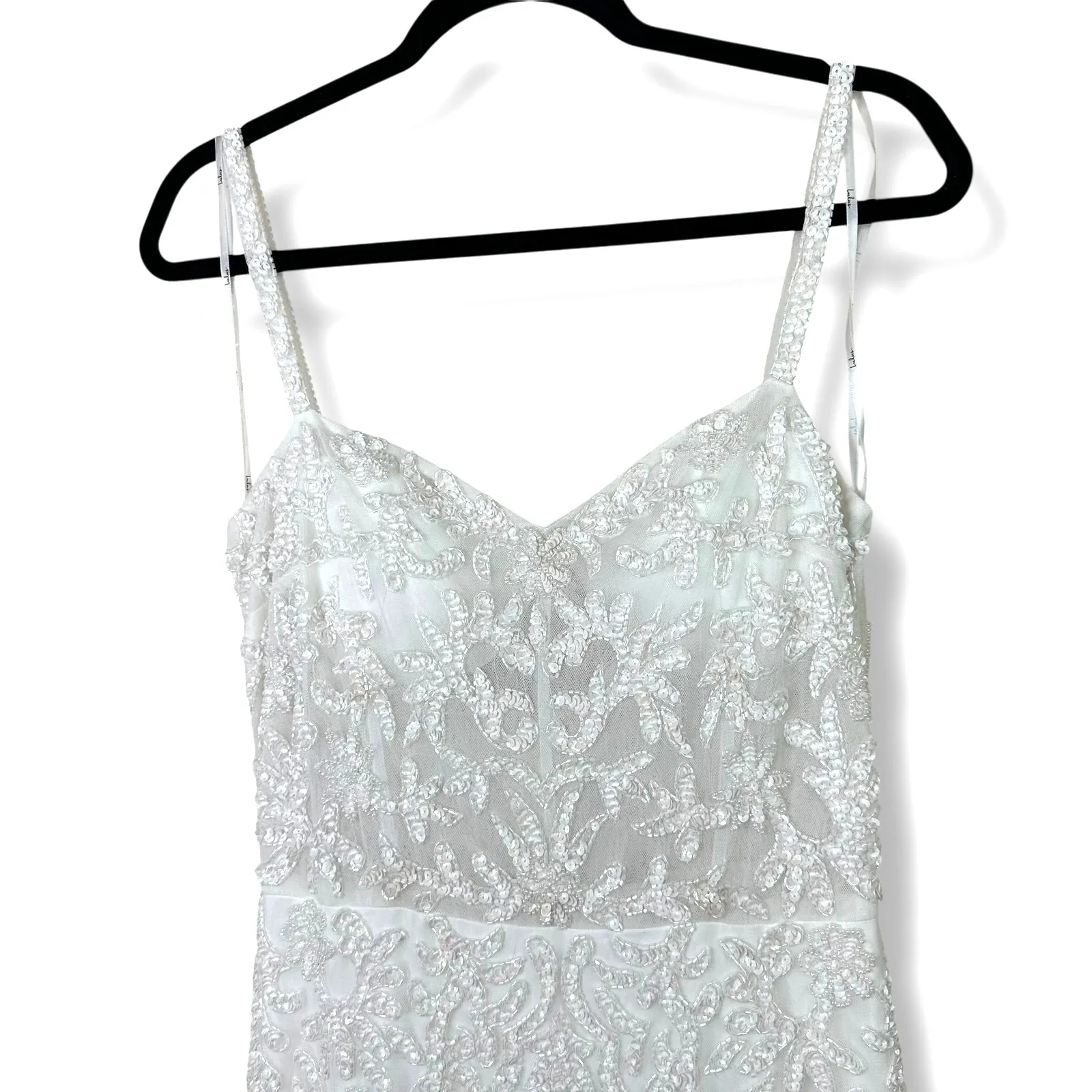 Lulus Lux Bridal NWT Momentous Love White Beaded Bustier Mesh Mermaid Maxi Dress - Image 5