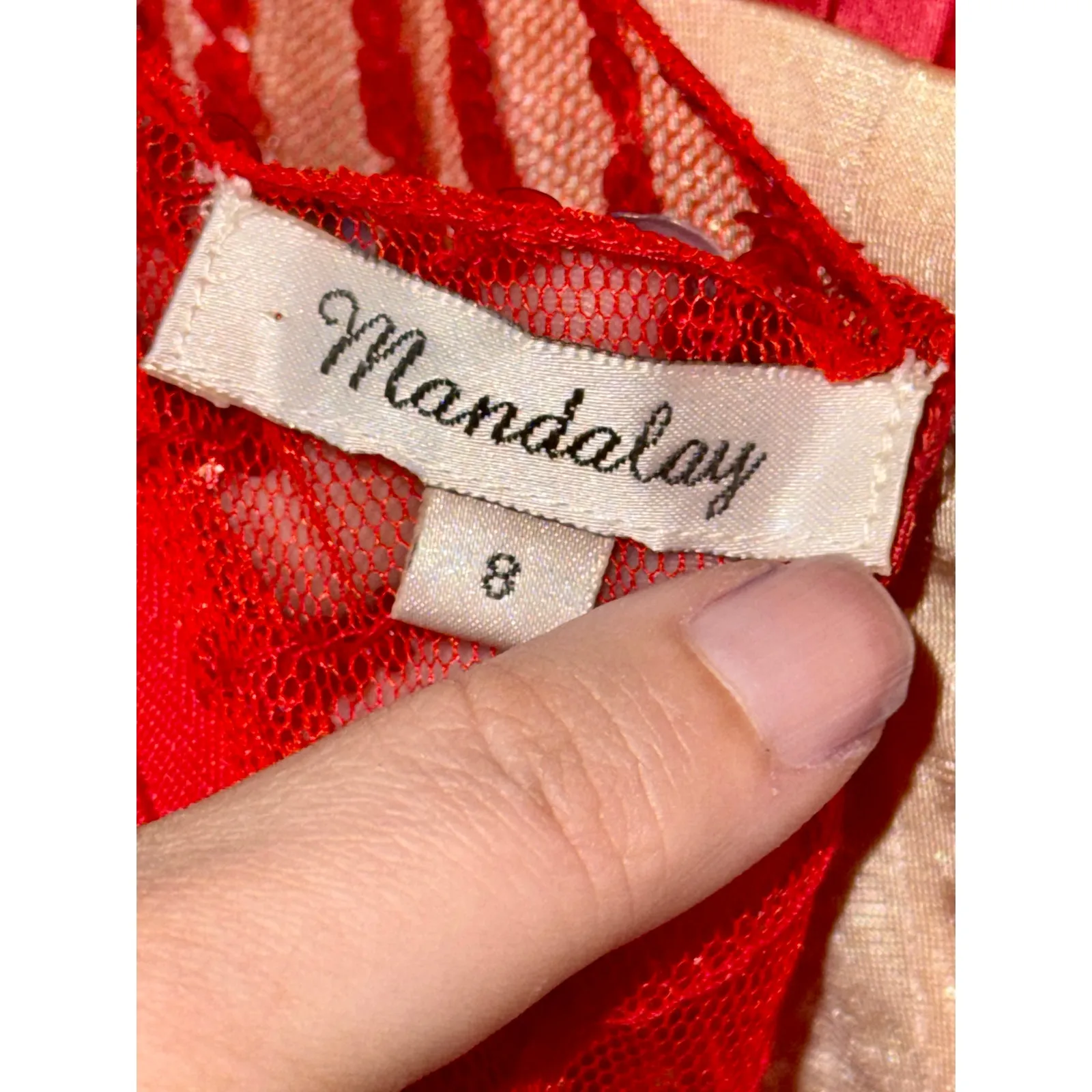 NWT Mandalay Red Sequin High Low Maxi Mermaid Gown Evening Formal Dress Womens 8 - Image 10