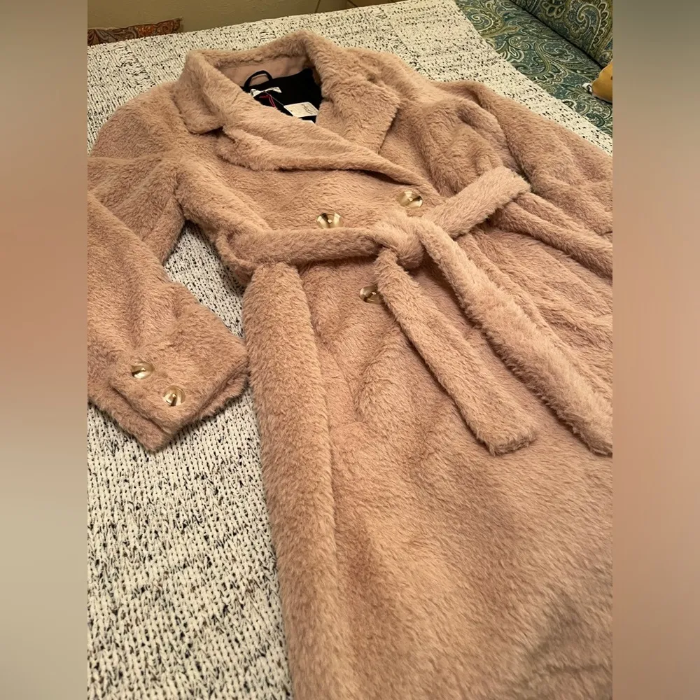 Women’s Cuff It Faux Fur Teddy Long Coat Size L, Dusty Pink, NWT - Image 11