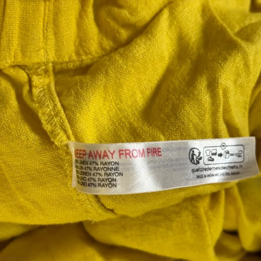 Free People  Sightseer Set‎ Size Small Yellow Linen Blend Vacation Boho Coord Set - Image 6