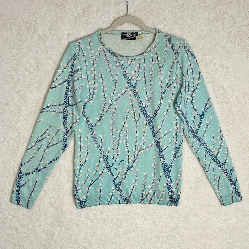 Givenchy Sport P Willow Plant Shirt Long Sleeve Light Blue Vintage Size Medium - Image 2