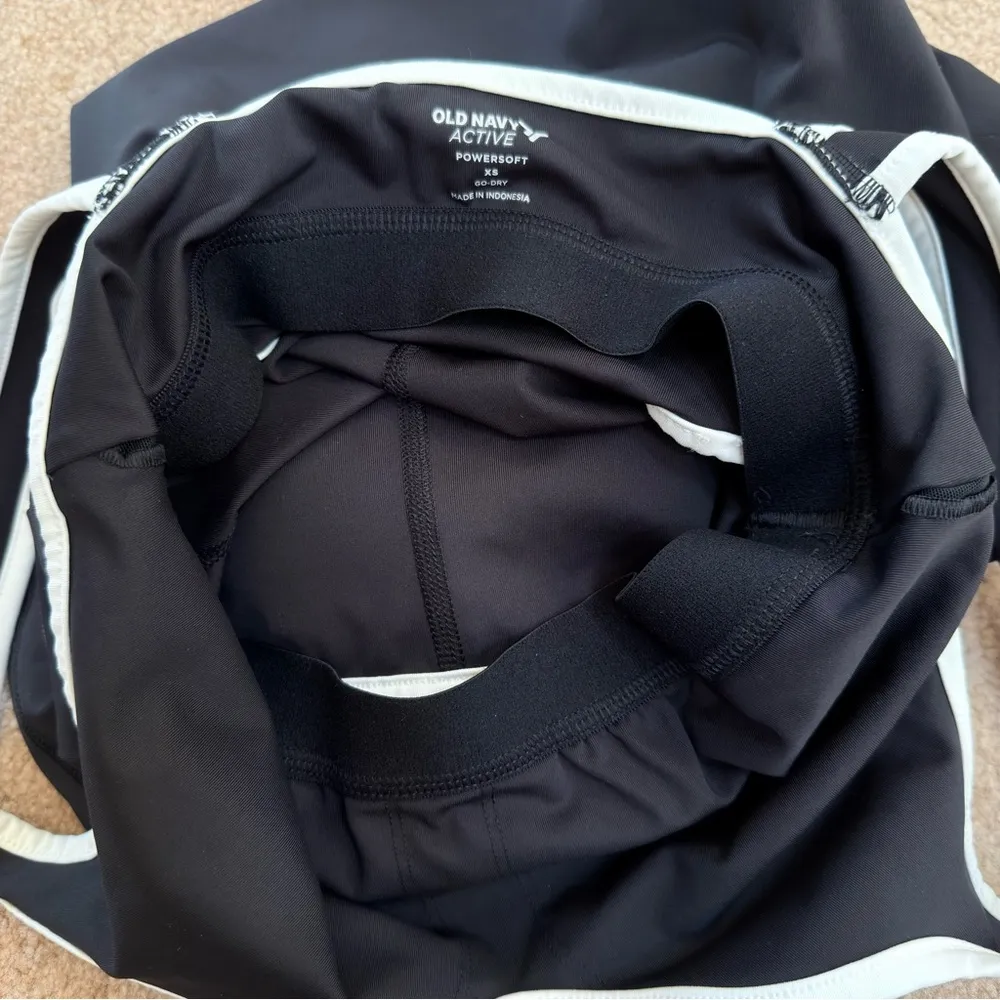 Old Navy Stretch Powersoft Shelf Bra Cutout Black White Mini Shorts Dress XS - Image 9