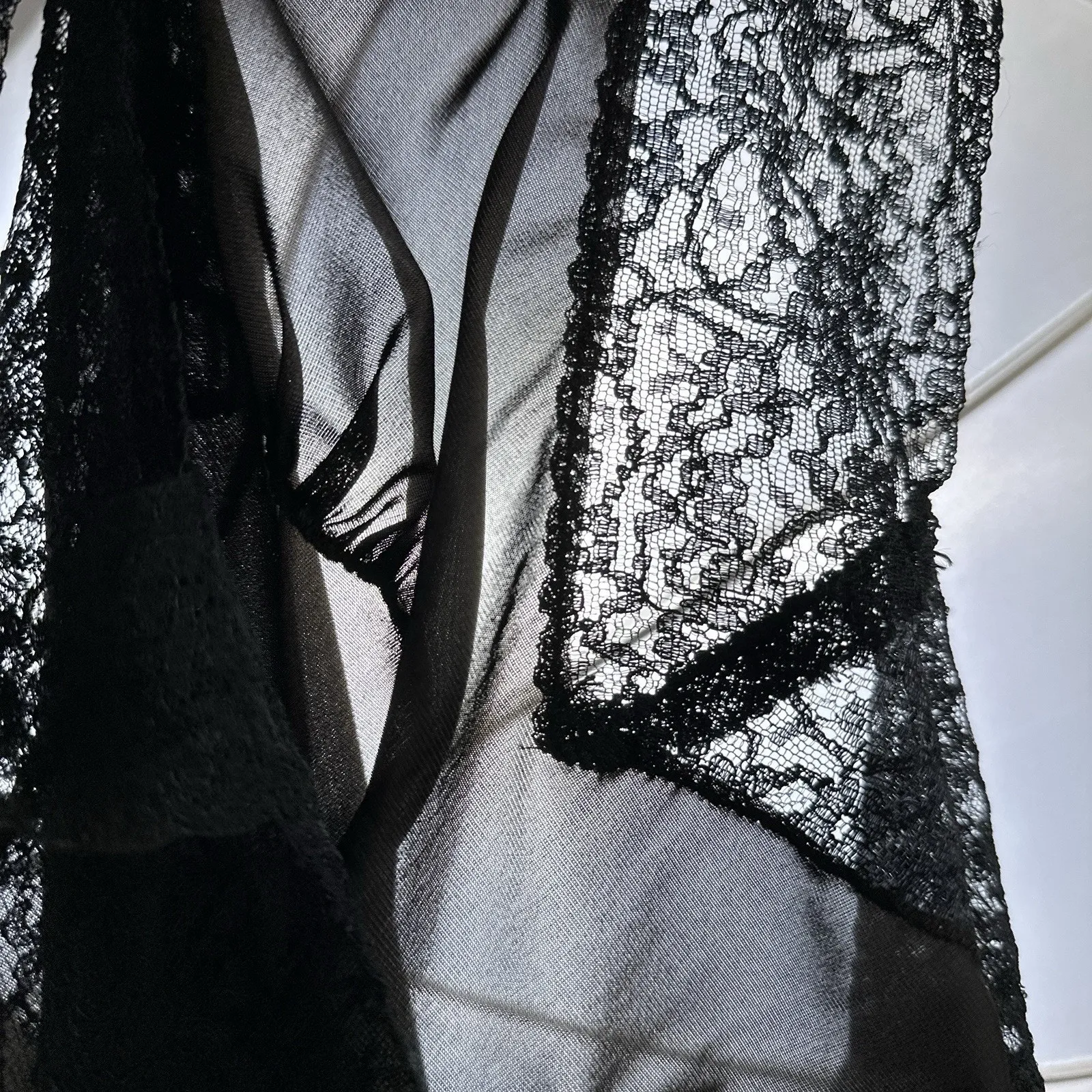 Vintage Carter’s Black Nylon Full Slip 36 Average Lace 1950s 1960s Mid Century - Image 7