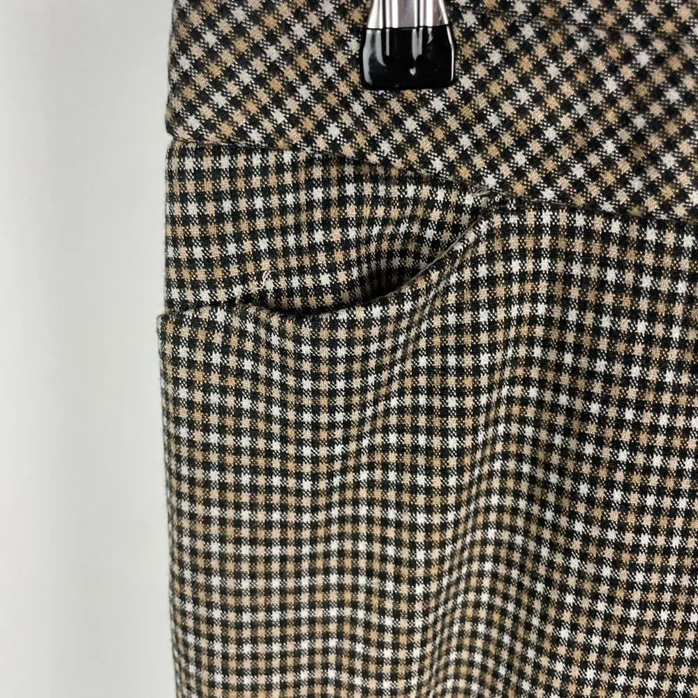 J. Jill Tan Black TanChecked Plaid Cropped Ponte Slim Pull On Elastic Waist Pant Size undefined - Image 3