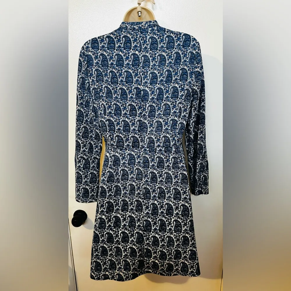 Derek Lam 10 Crosby Satina Women's 6 Snap Collar Blue Paisley Print  Mini - Image 8