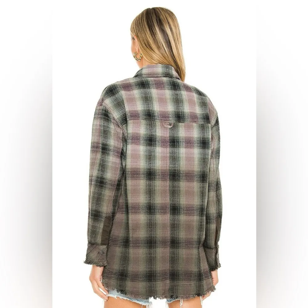 NWOT Free People Anneli Plaid Shirt Jacket In Spanish Olive - Image 5