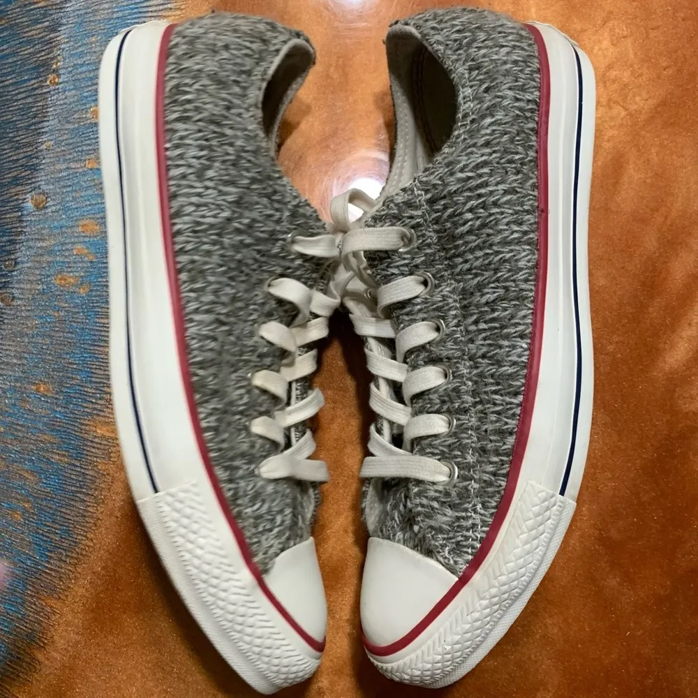 Converse All Star Sweater Knit Gray Low Top Sneakers - Image 2