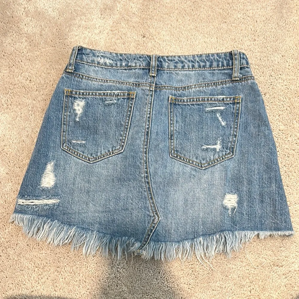 Denim Distressed Skirt - Image 2