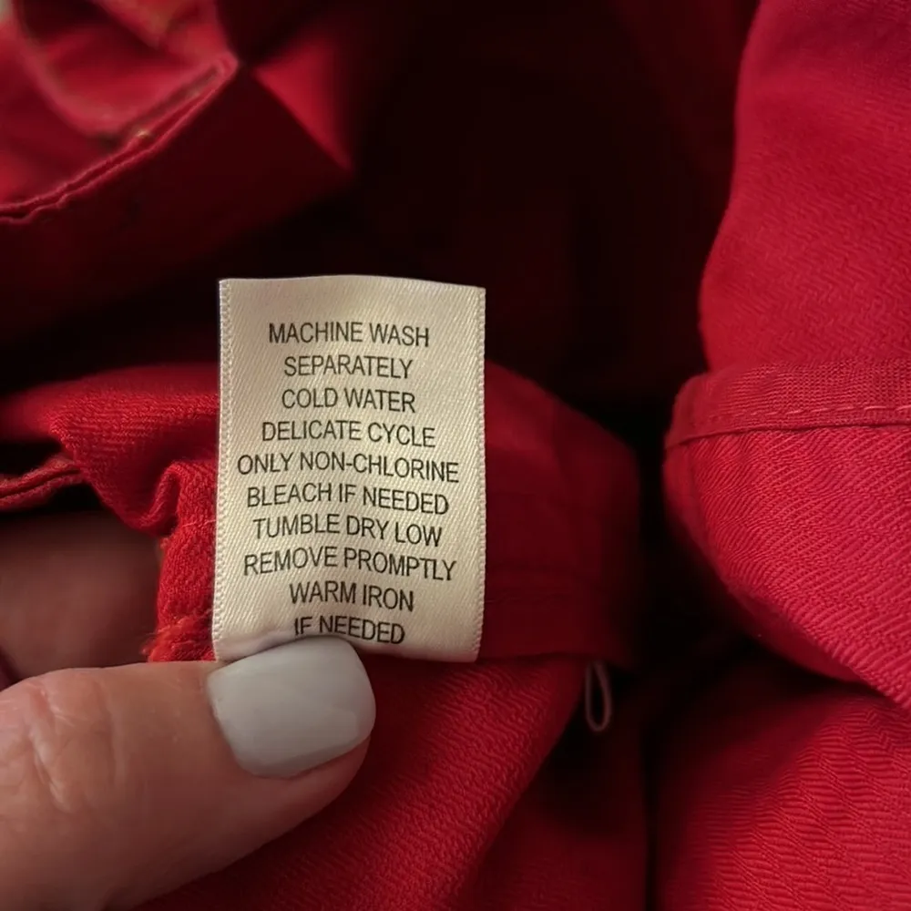 CAbi Red First Mate Belted Jacket With Zipper Front Size Small 100% Cotton #401 - Image 6