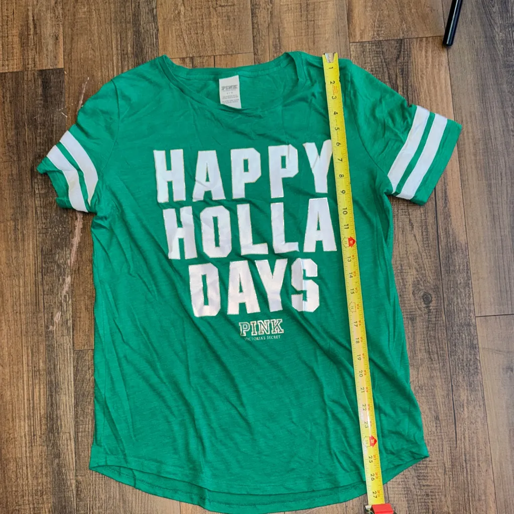 PINK Victoria's Secret Festive Green Tee - Image 7