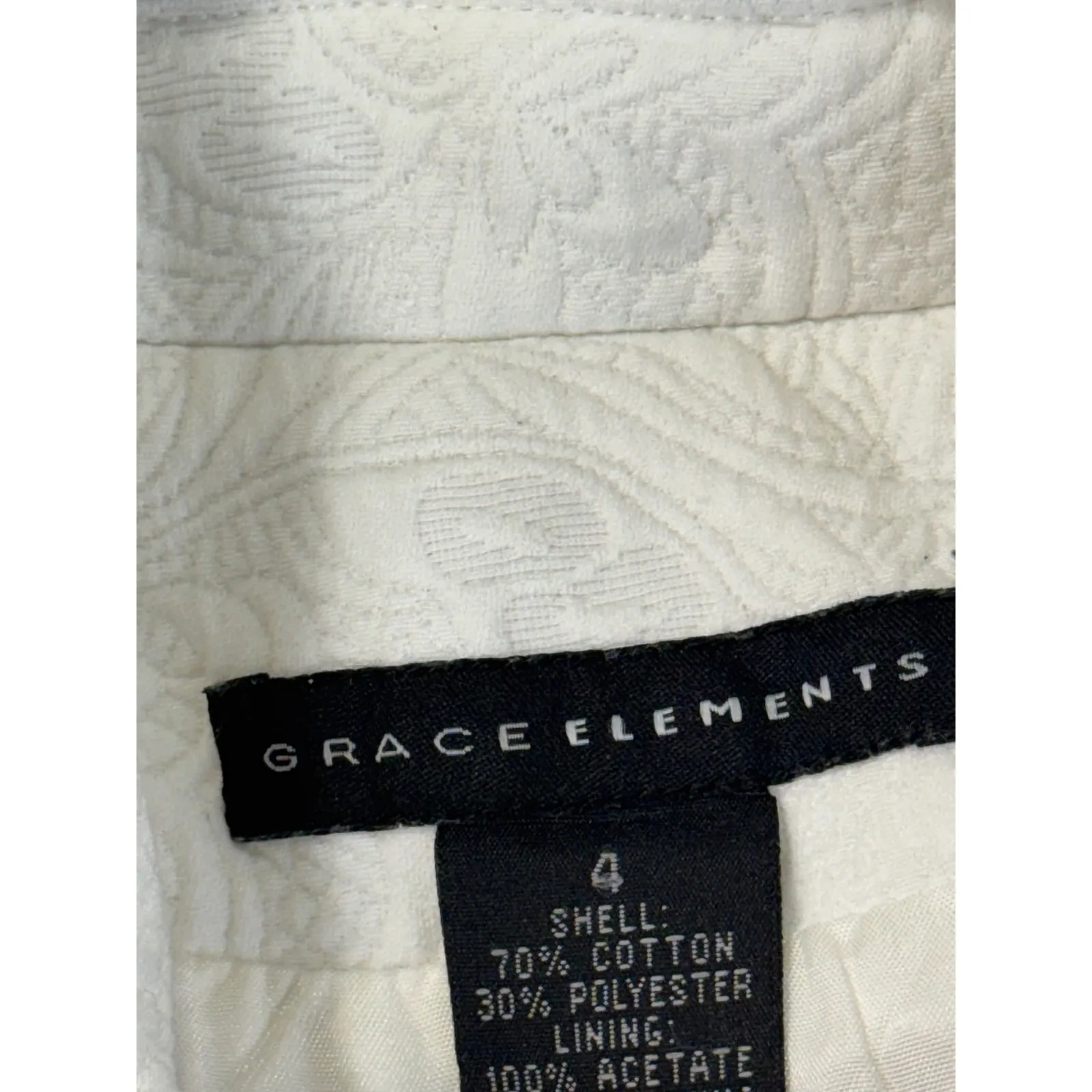 Grace Elements White Floral Embossed‎ Coat Jacket Pleated Bell Sleeve 4 - Image 9
