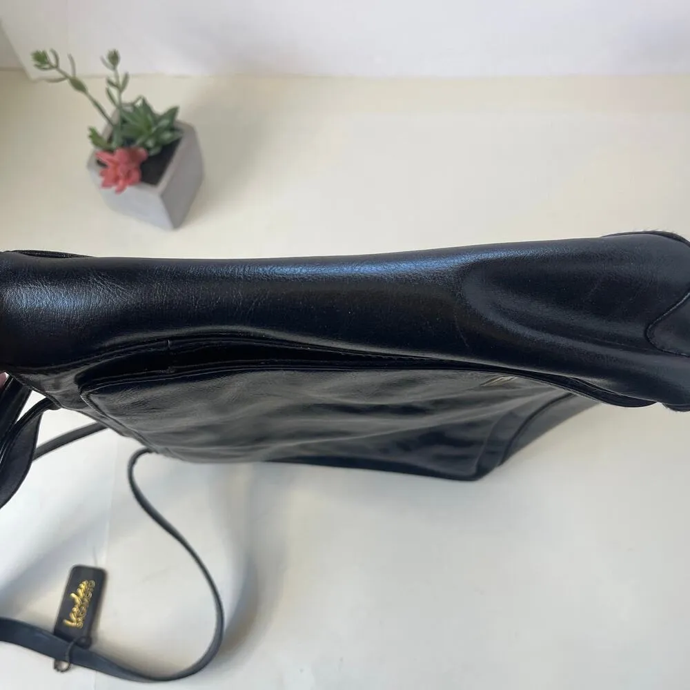 Landau Sacamoto Vegan Leather Bag Black Briefcase Y2K Career Classic Chic Tote - Image 5