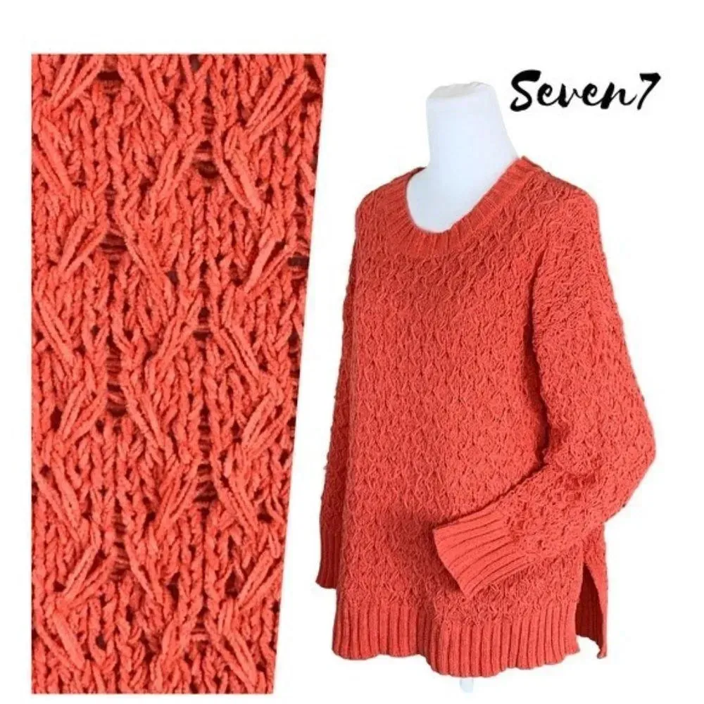 Seven 7 Chenille chunky coral sweater S NWT‎ - Image 2