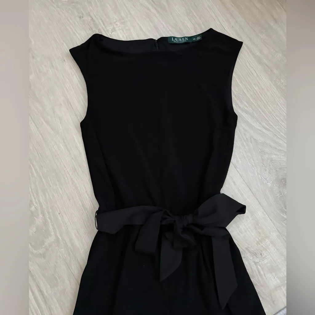 Lauren Ralph Lauren Sleeveless Cropped Wide Leg Tie Waist Jumpsuit | Black | XS - Image 3