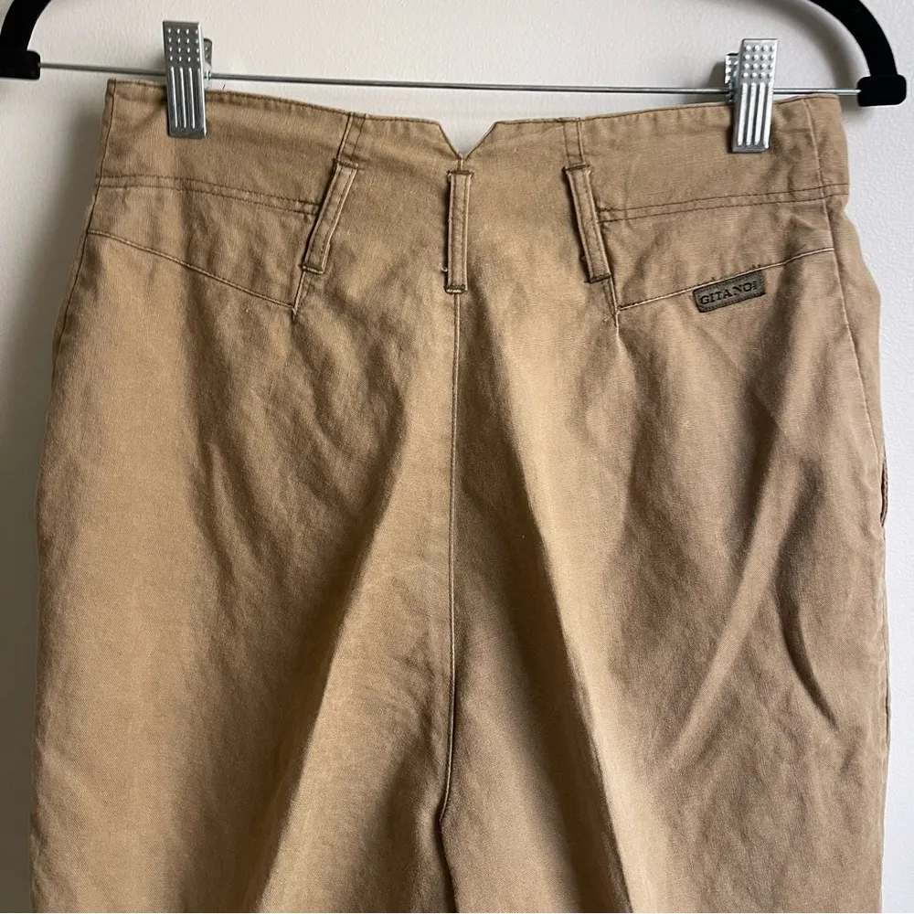 Vintage 80s Gitano Brown High Waist Pleated Tapered Leg Chino Pants 26” 5 / 6 - Image 3