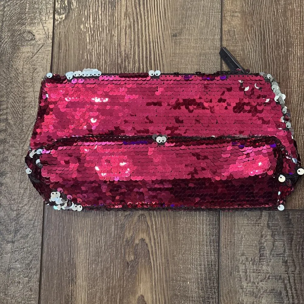 Victoria's Secret Mermaid Flip Sequin Bling Cosmetic Makeup Bag Clutch Wristlet - Image 4
