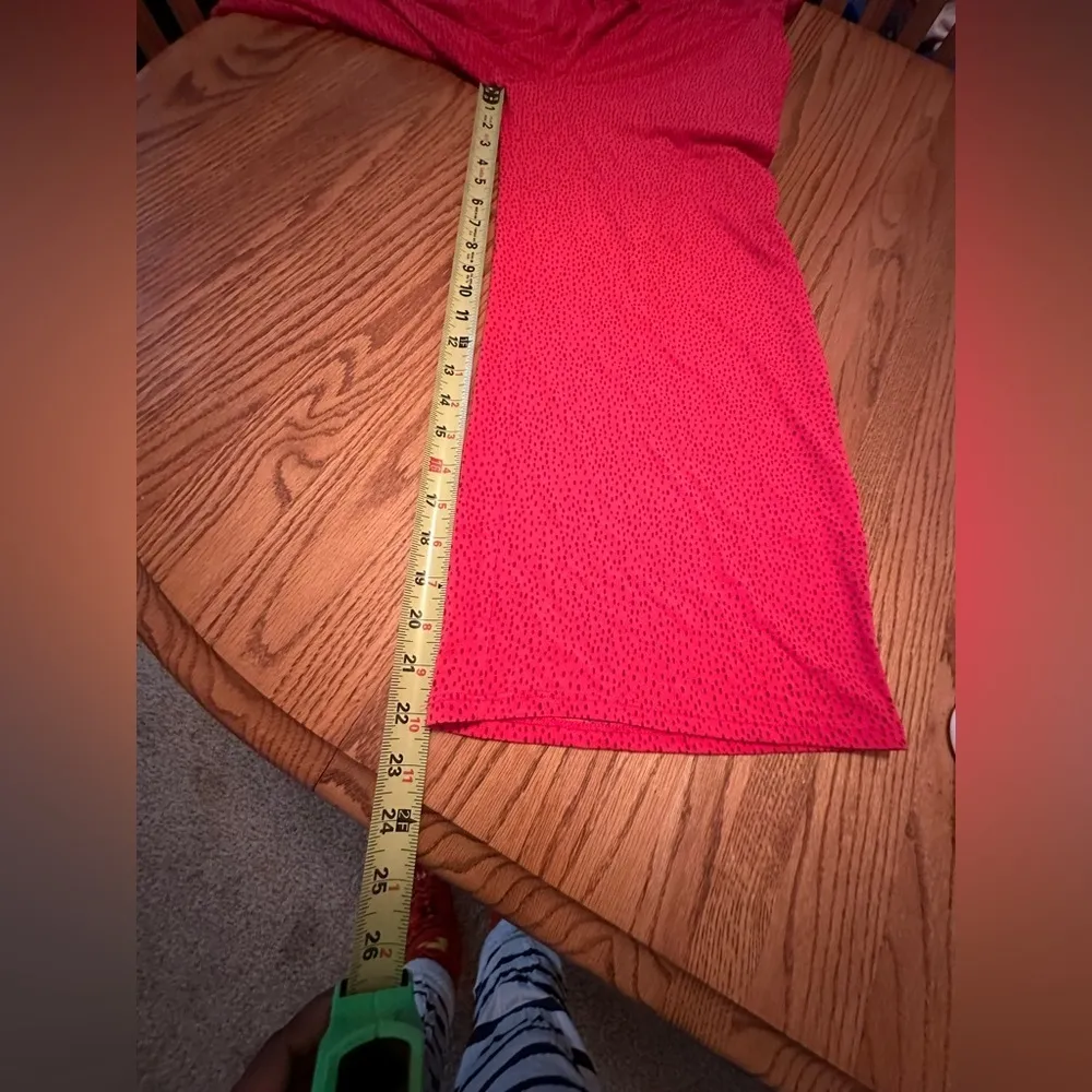 Express Dot Printed Strapless Cropped Capri Jumpsuit Sz XS Red Drawstring Waist - Image 13