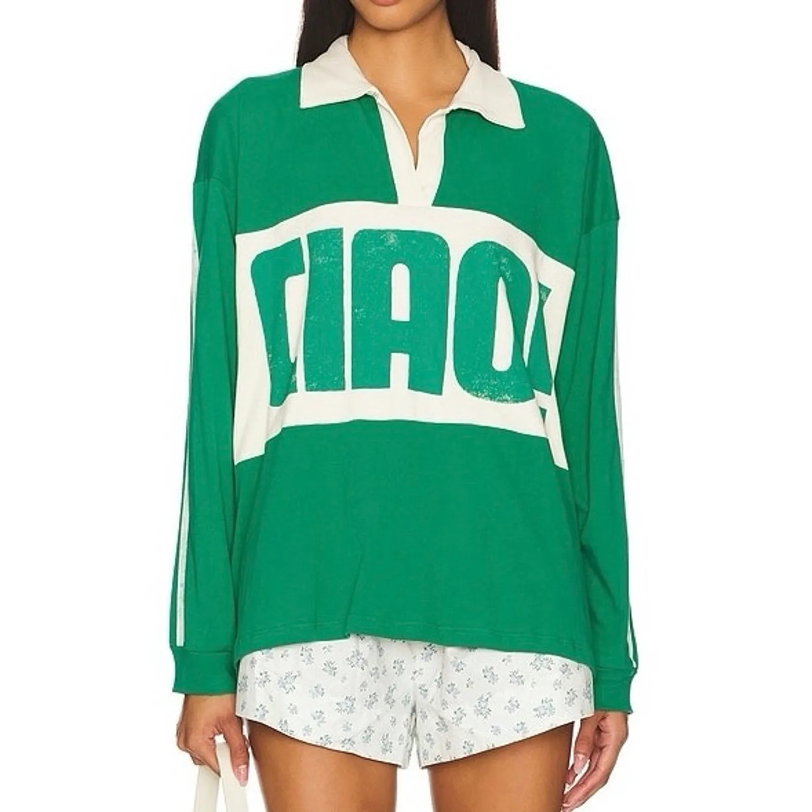 DAYDREAMER Ciao! Rugby Long Sleeve Polo in Green Size M New w/o Tag MSRP $175 - Image 12