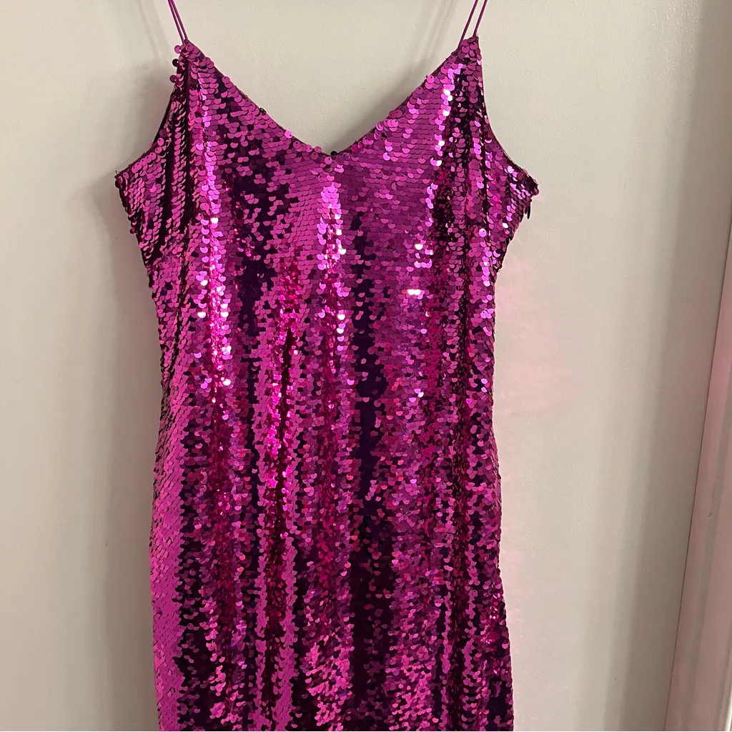 NWT Sachin + Babi Maslak Sequin Flounce Hem Midi Dress Size 8 Pink - Image 7