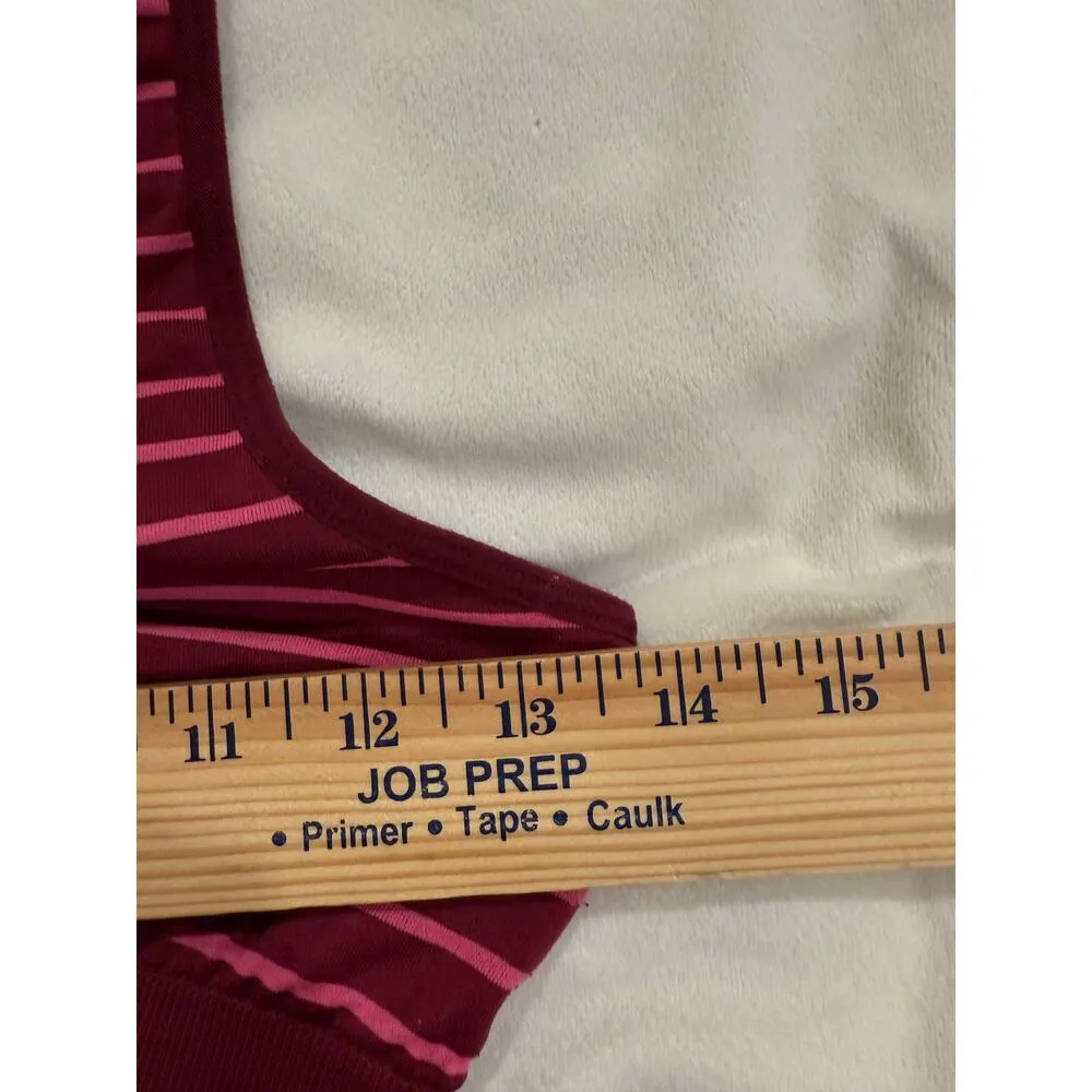 Aerie Ruched Front Racerback Sports Bra Striped Pink Women's Size Medium - Image 4