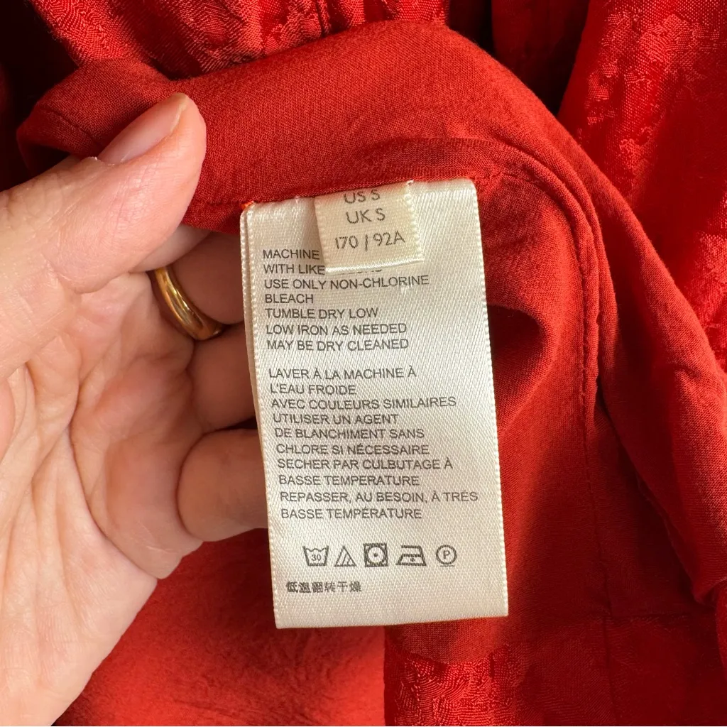 Free People Vintage Women’s Red Stella Jacquard Blazer‎ Size Small - Image 7