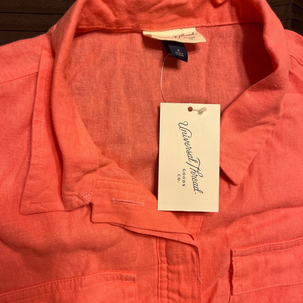 Womens Universal Thread bright Coral Button-Up romper - Image 2