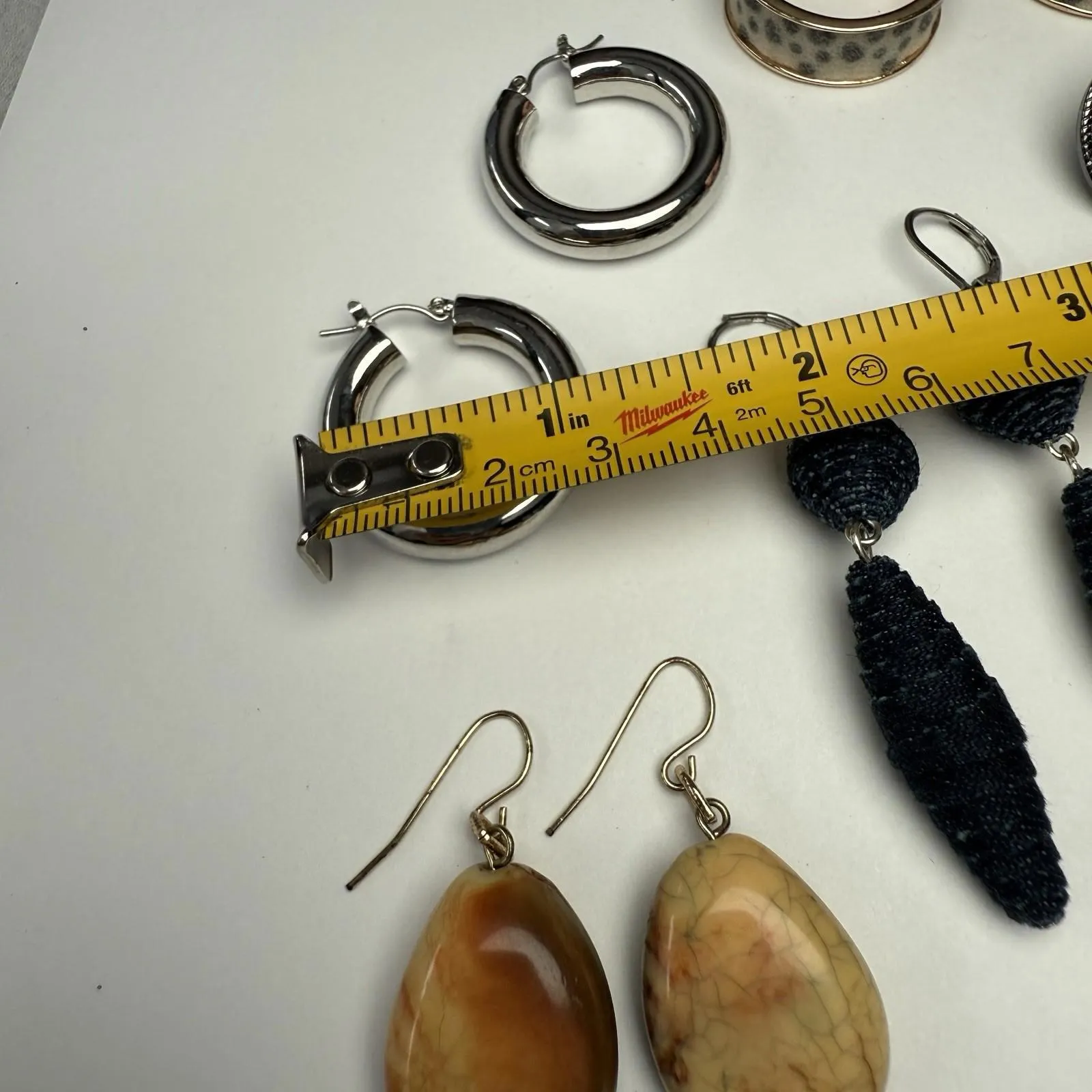 Dangle Drop, Hoop & Stud Mix Pierced Earrings Lot Of 6 Costume Jewelry - Image 2