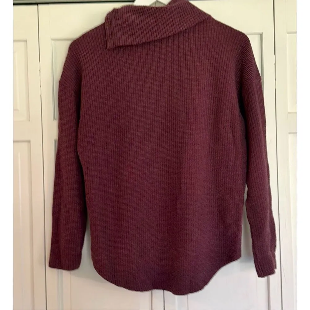 Lilla P waffled purple snap collar sweater small - Image 5