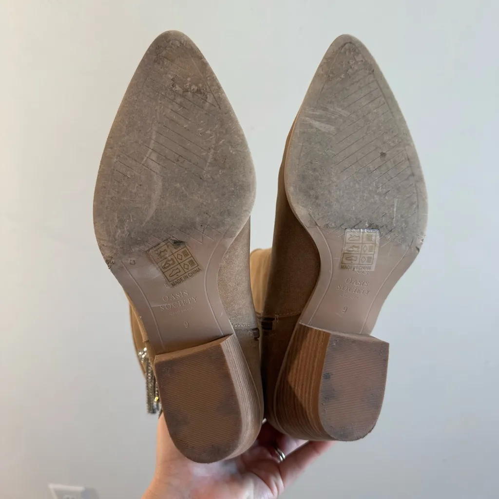 Oasis Society The Rowan Rhinestone Fringe Cowboy Boot Size 9 Tan - Image 6