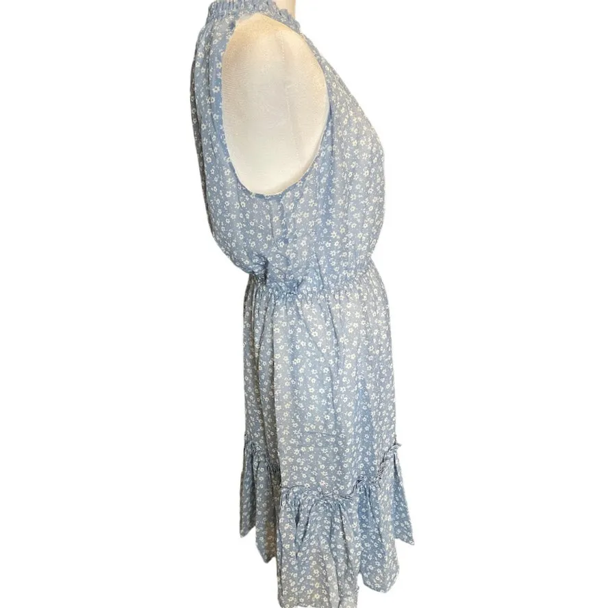 LOVE_ADY Blue Floral Halter-Neck Tiered Dress - Size Large - NWT - Image 3