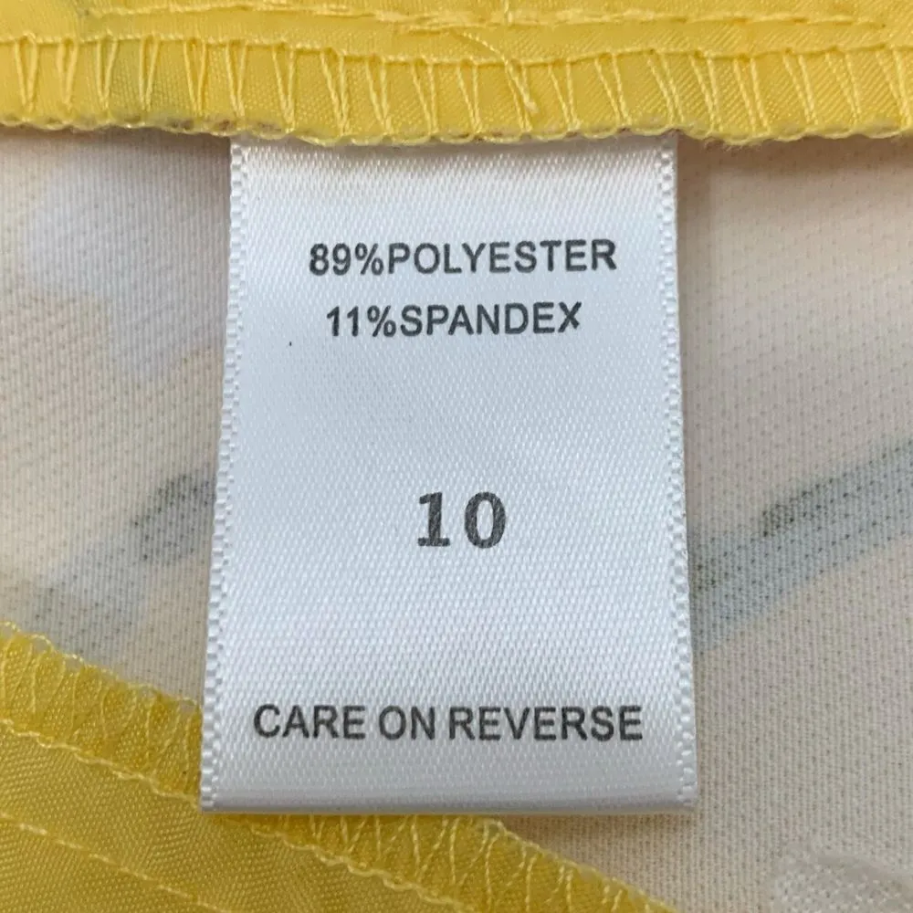 New York & Company 7th Avenue Yellow Floral Shorts Size 10 - Image 10