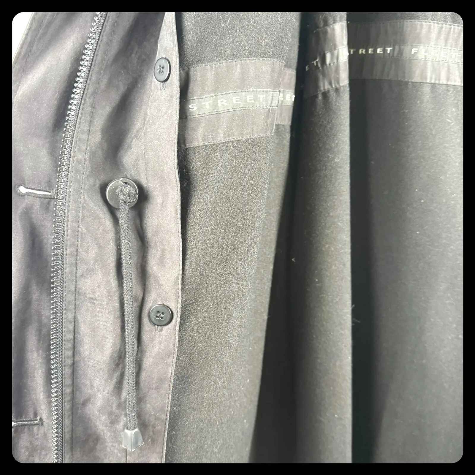 VTG Fleet Street Women's Vintage Black Trench Coat Rain Jacket‎ Size 12 90's Gray - Image 15