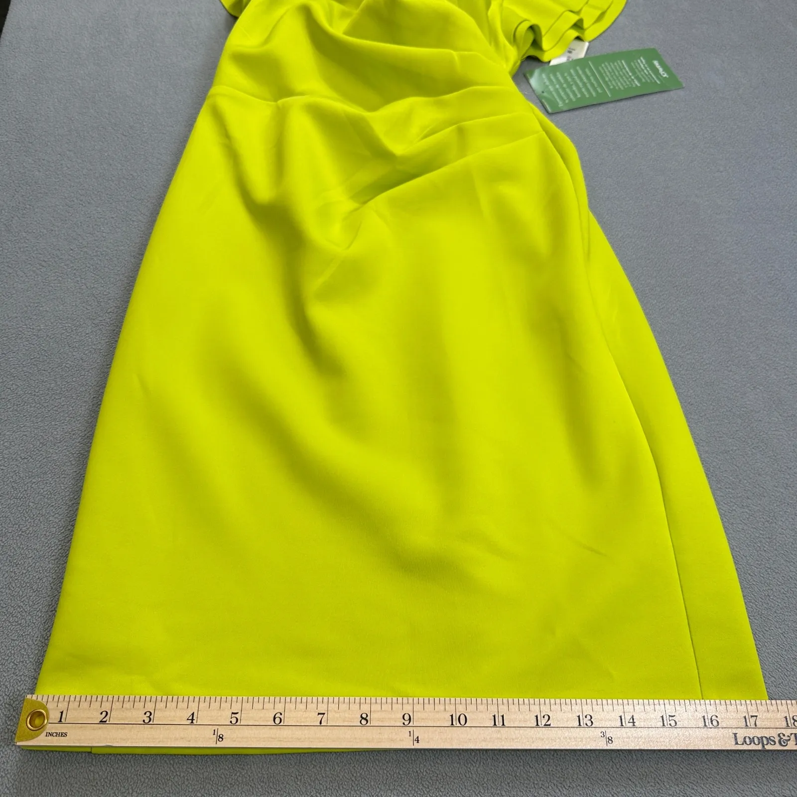 NWT Willow Glenn Dress Women 6 Chartreuse Green Party Ruffle Sleeve Back Zip - Image 7