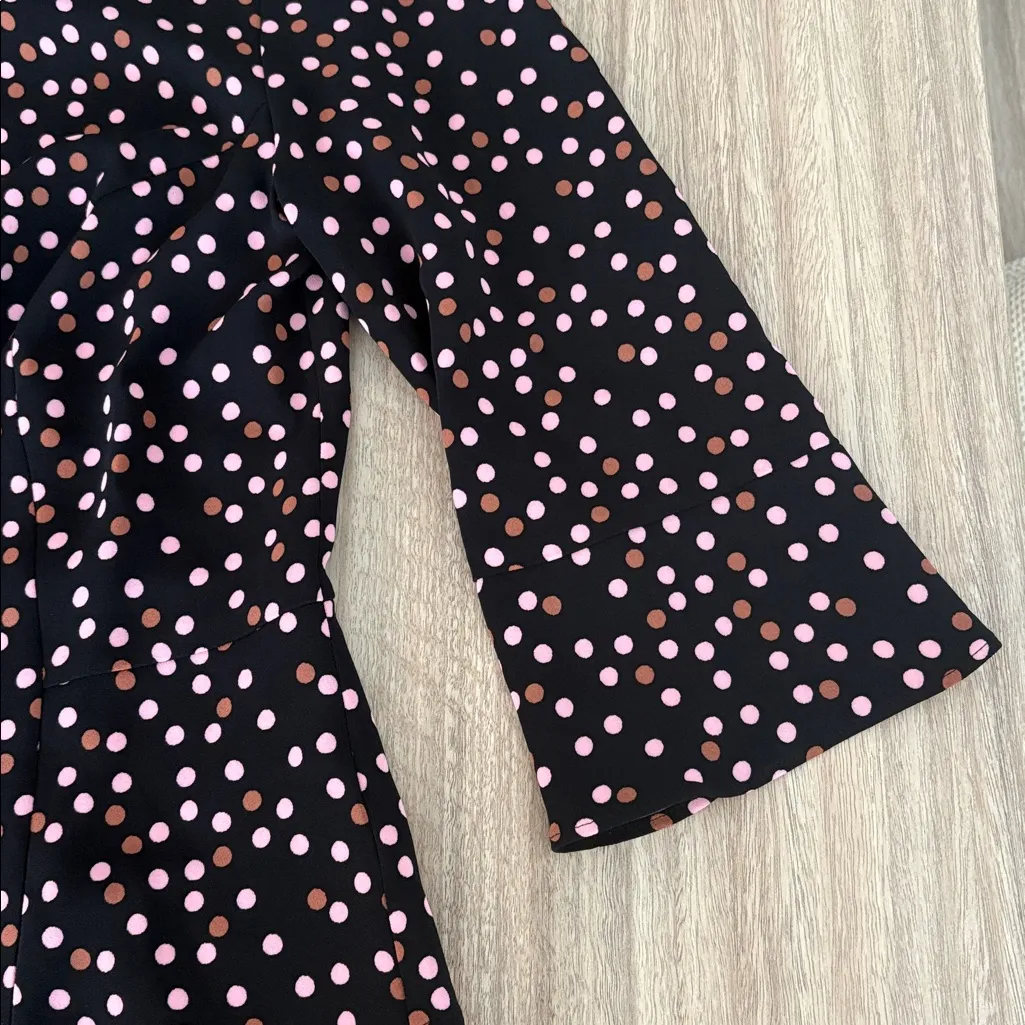 Boden Delia Top Women’s Size 8 Crewneck Black Pink Polka Dots - Image 5