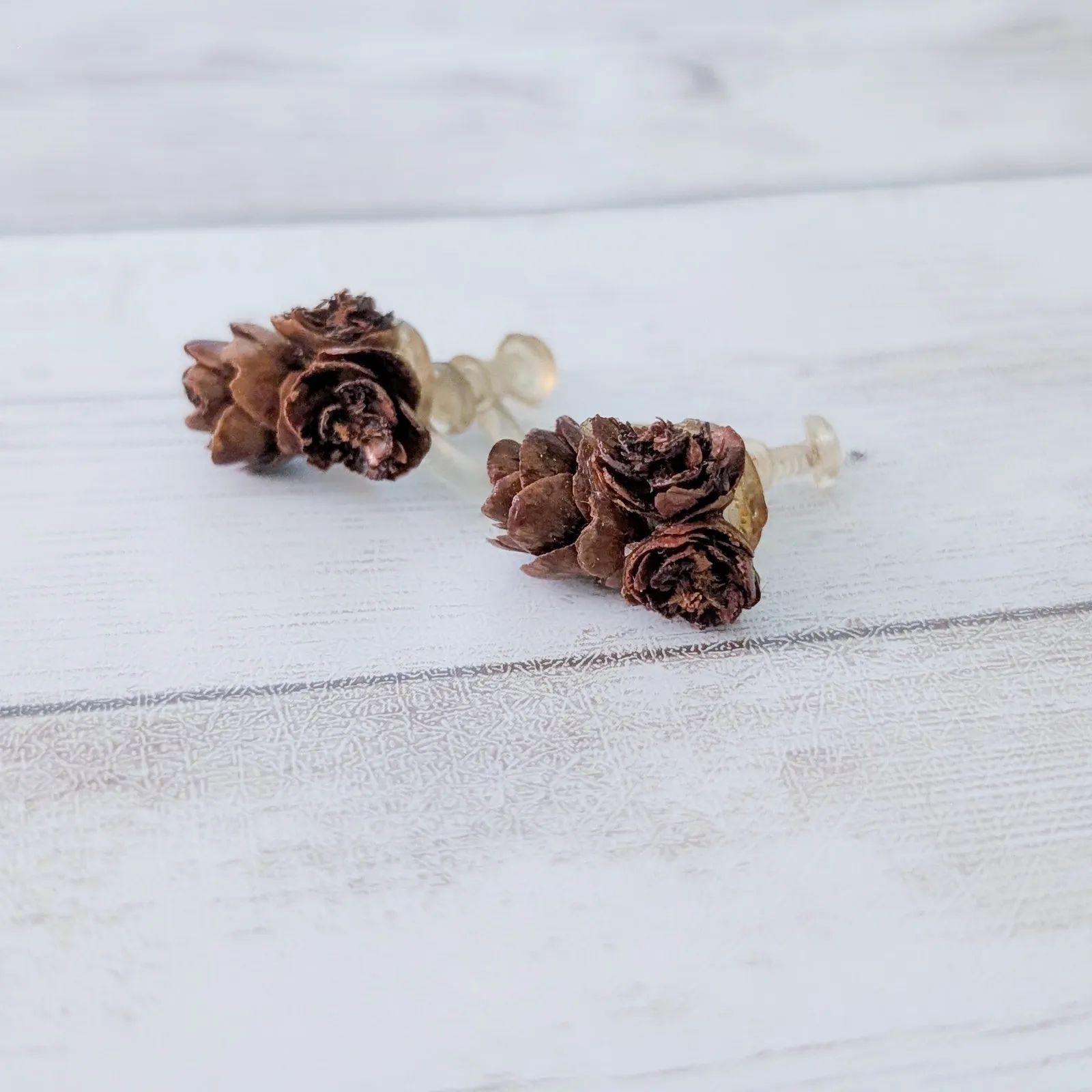Vintage Screw Back Earrings Brown Natural Vibes Boho - Image 4
