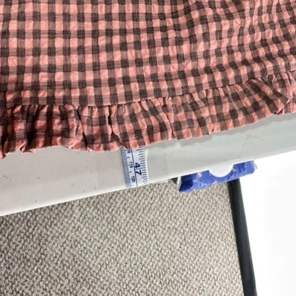 Scotch & Soda Women's Smocked Seersucker Long‎ Sleeve Midi Dress Coral Size XS - Image 11