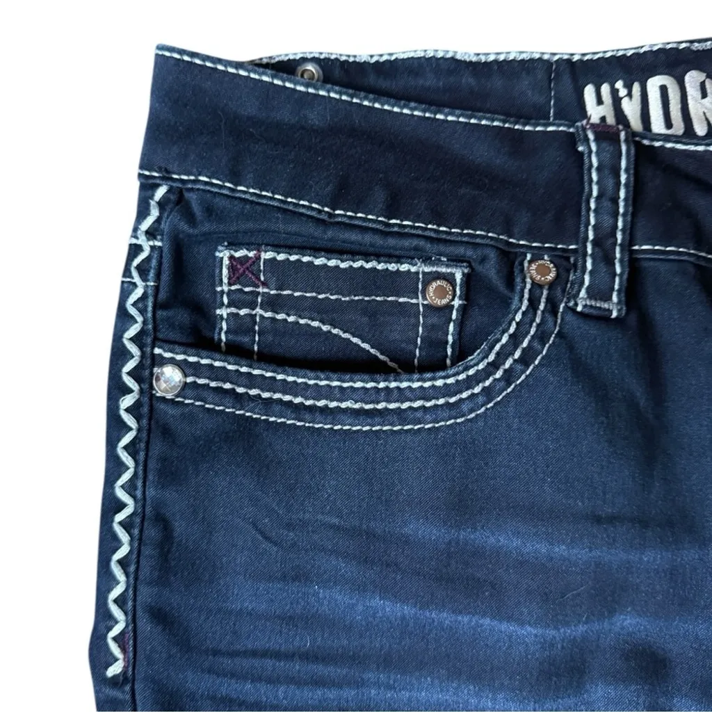 Vintage Y2K Hydraulic Low Rise Dark Wash Denim Jeans Size 7/8 - Image 10