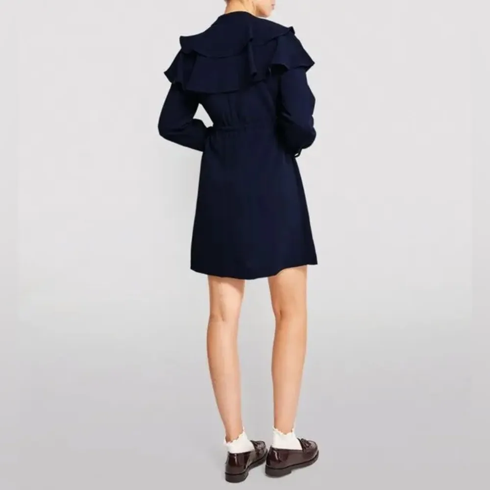 SANDRO Wendy Ruffle Collar Dress, Marine Size FR 36 | US 4, New w/Tag - Image 4