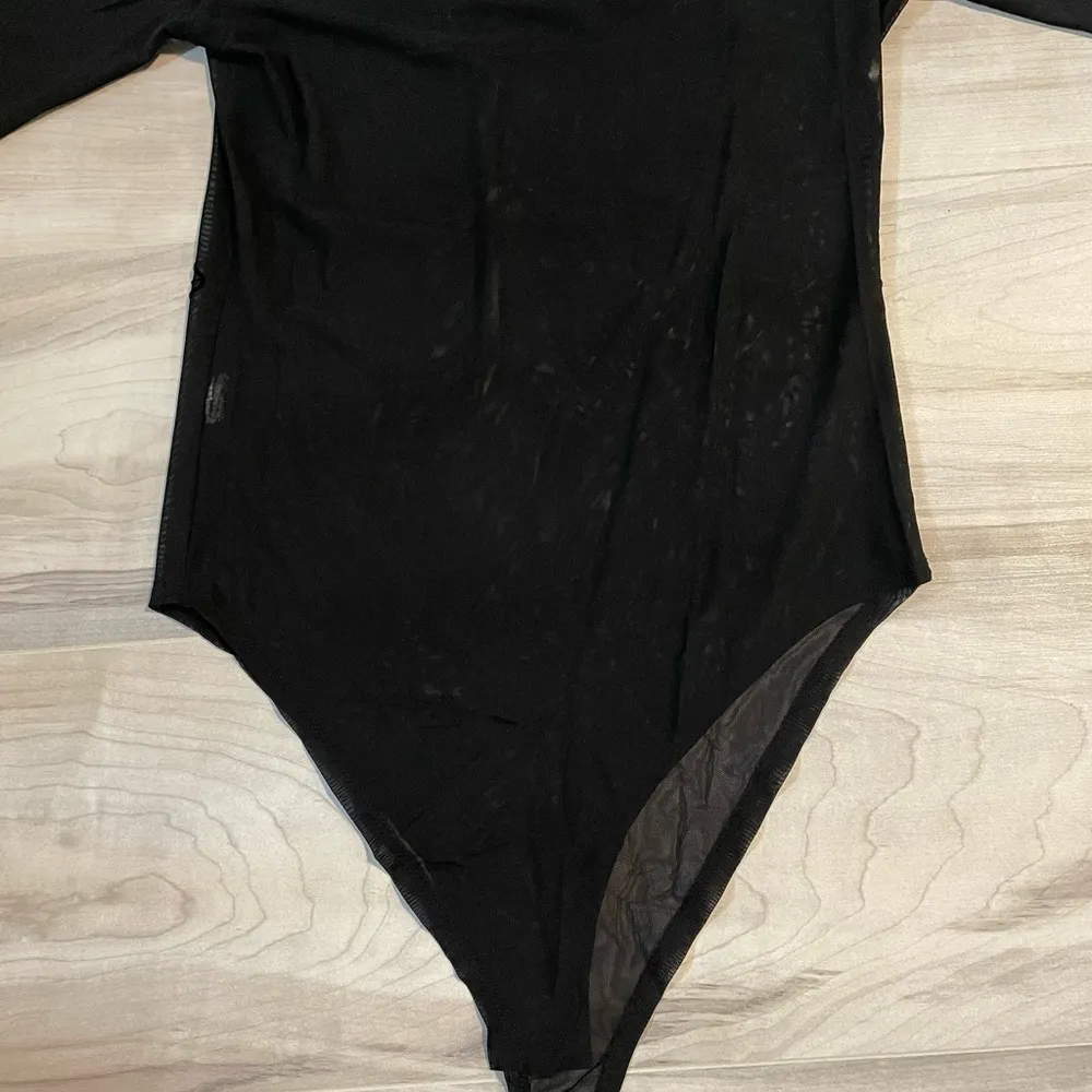 LOVE CULTURE Sheer Black Floral Long Sleeve Onesie -See Measurements - Image 8