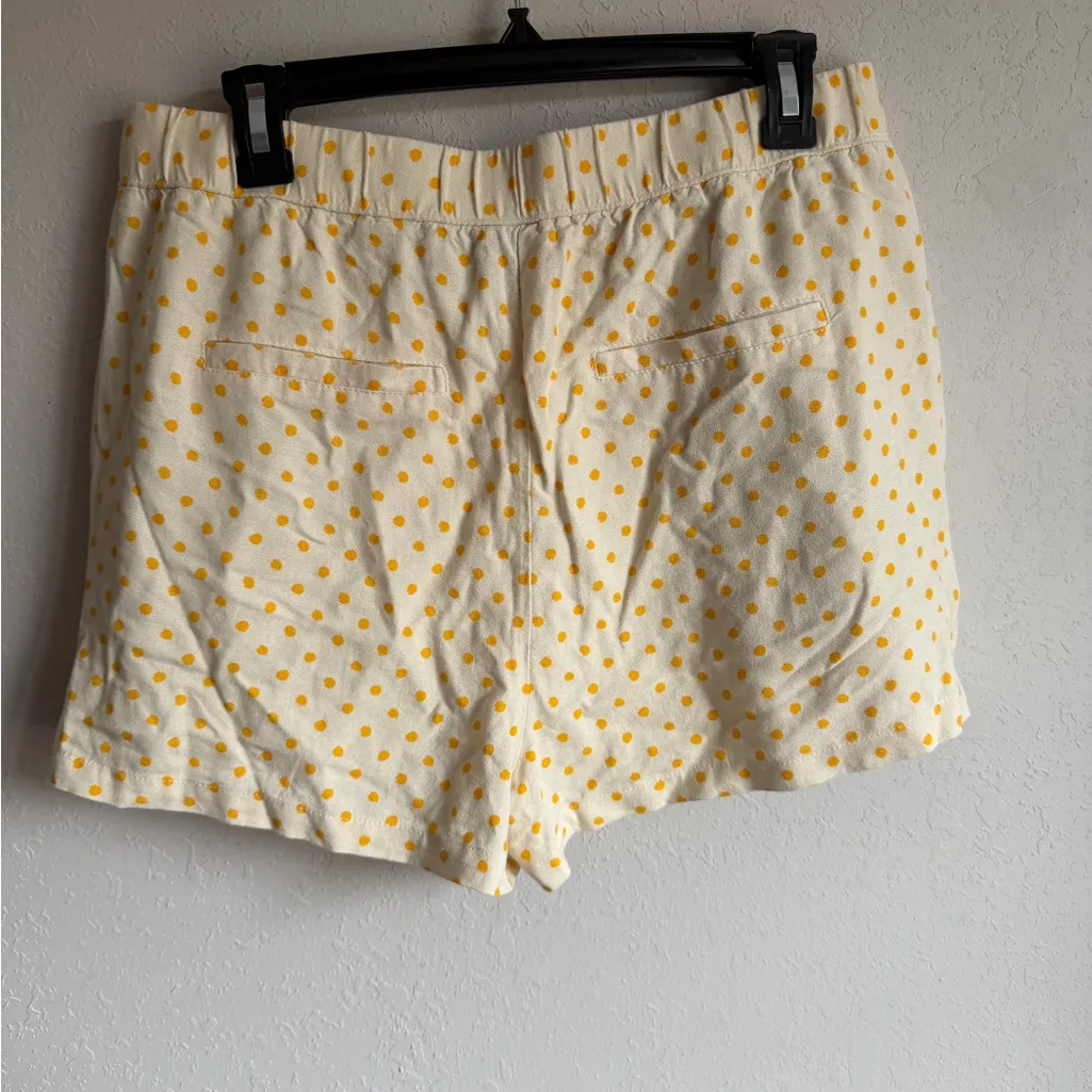Vero Moda Cream Yellow Polka Dot Linen Blend Pull On Shorts Womens L - Image 4