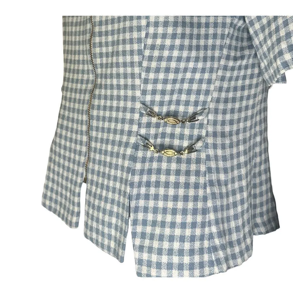 Betsy’s Things 1990”s Vintage Gem light blue Gingham print​​​​​ White Size M - Image 3