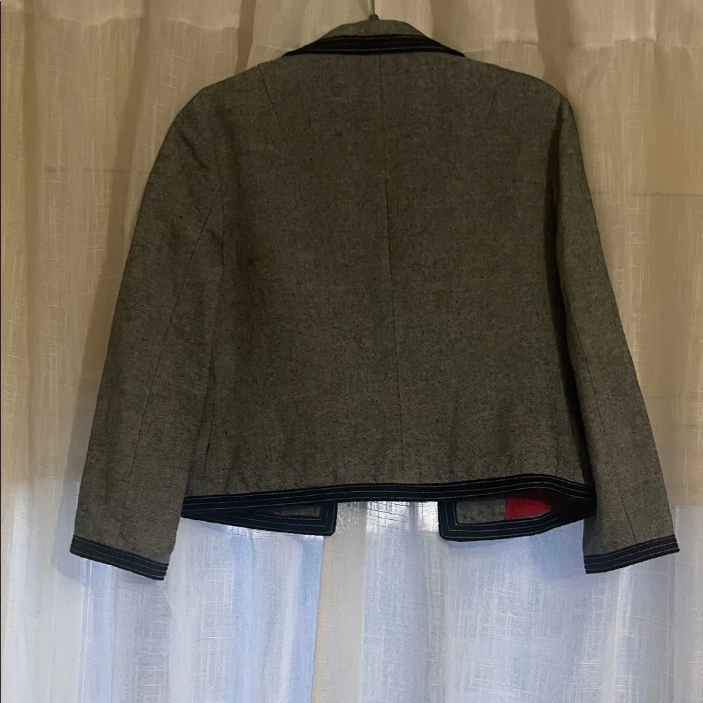 Tory Burch Blue Women's Jacket with Navy Trim - Image 4