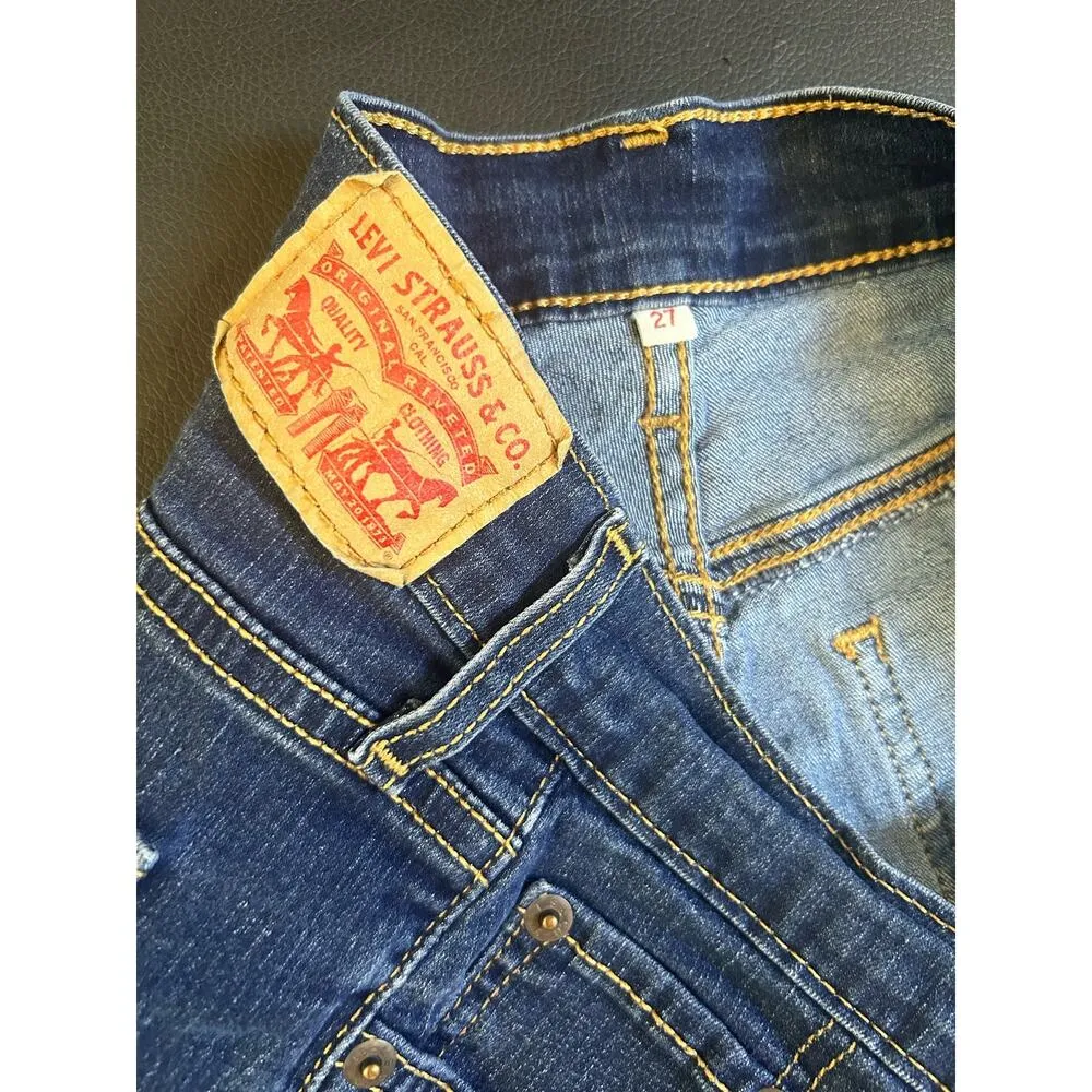 Levi Straus Size 27 Denim Shorts Cuff Classic Preppy 90s - Image 2