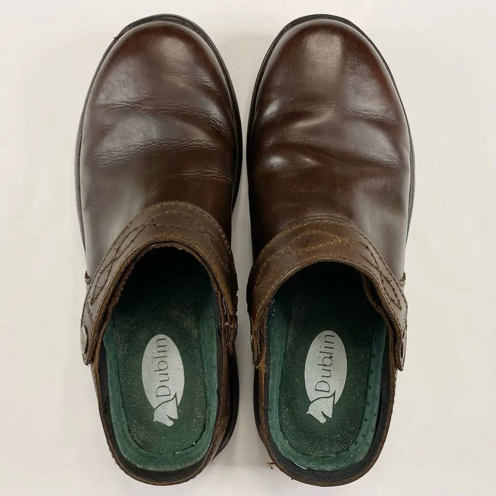 Dublin Riding Clogs Brown Leather Sz 7 Strap Equestrian Mules Slip On Comfort - Image 2