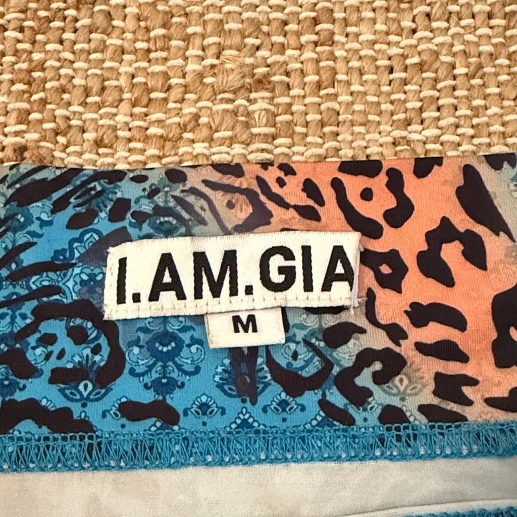 I.AM.GIA Blue and Orange Skater Leopard Skirt Medium - Image 3