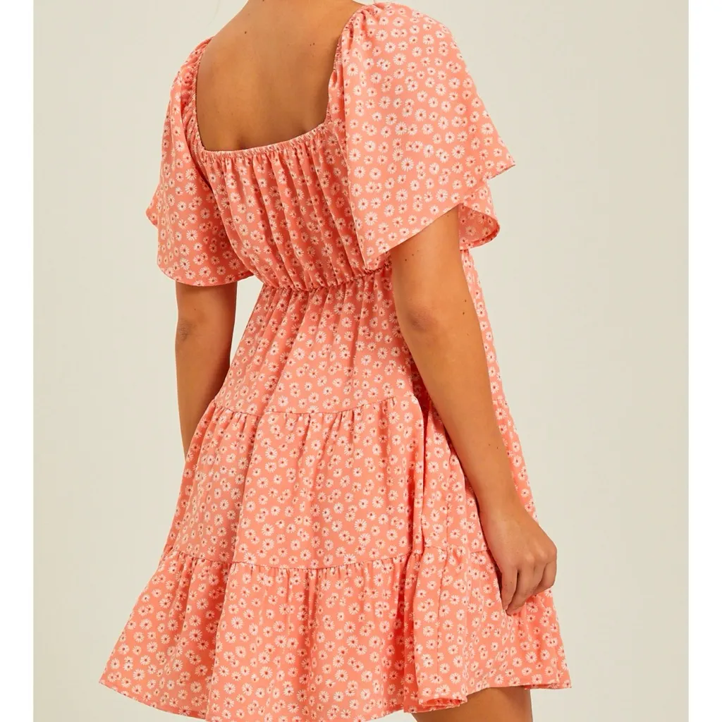 NEW Altar’d State Coral Peach Floral Mini Dress Size Small NWT - Image 3