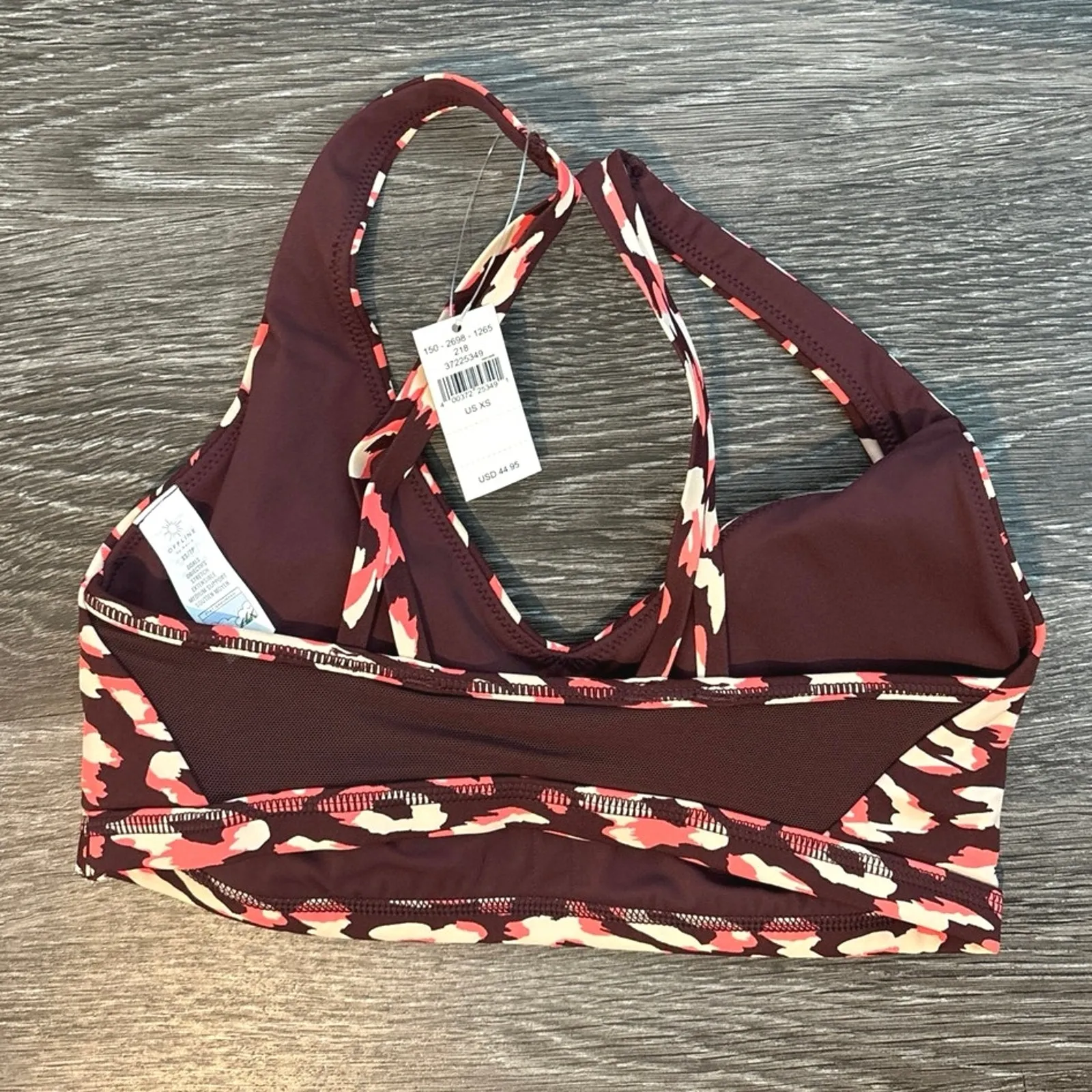 NWT OFFLINE Bye Aerie Cheetah Print Sports Bra Size XS Maroon Orange - Image 2
