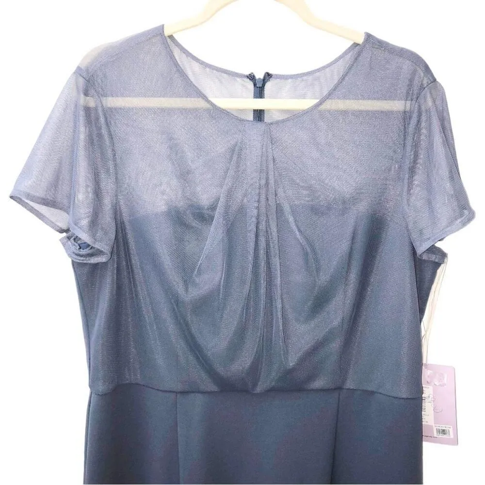 JS Collections Slate Blue Short Sleeve Illusion Cocktail Dress 16 NWT - Image 5
